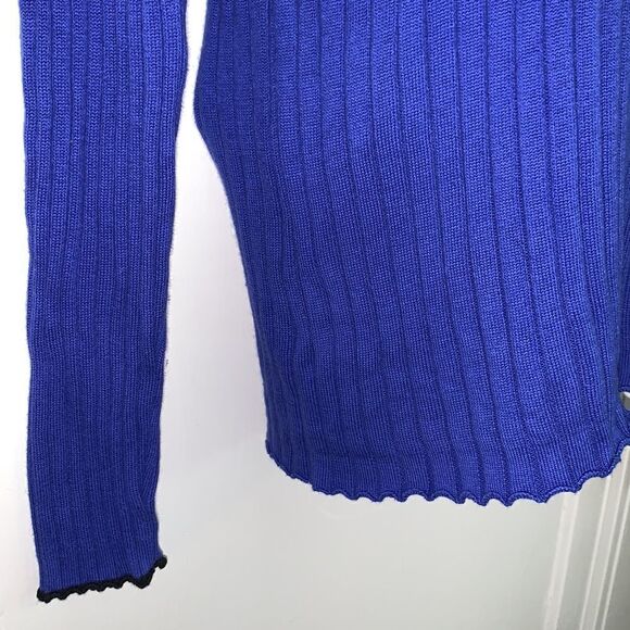 Susan Bristol purply/blue ribbed turtleneck sweater - Picture 5 of 8